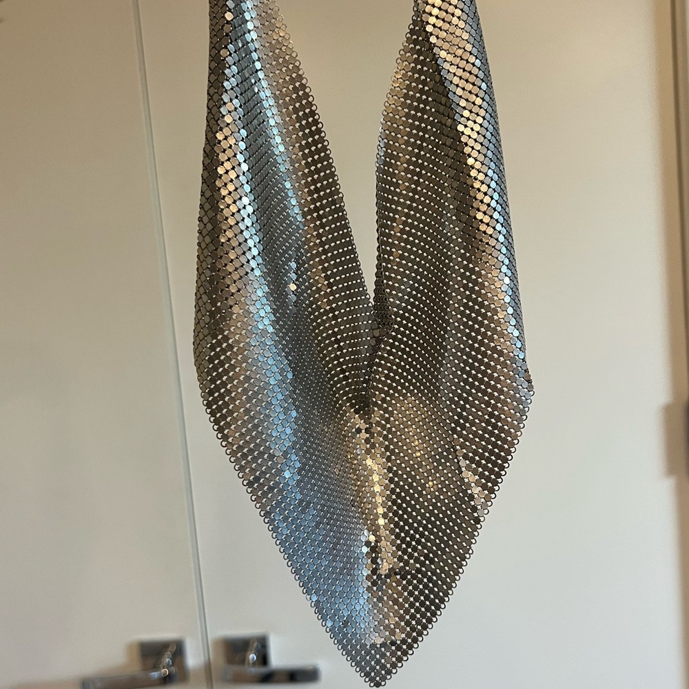 Silver Mesh Necklace/Scarf with snap closure